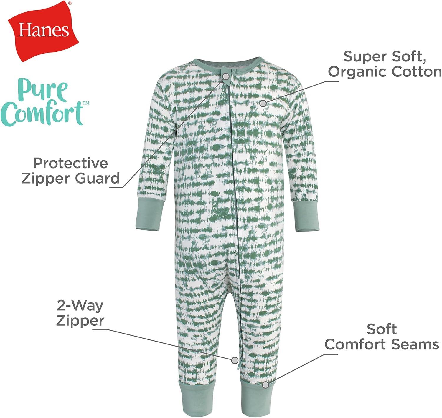 imageHanes Baby Pure Comfort Organic Long Sleeve Footless Sleep N Play Infant Playsuit Boys ampamp GirlsRose