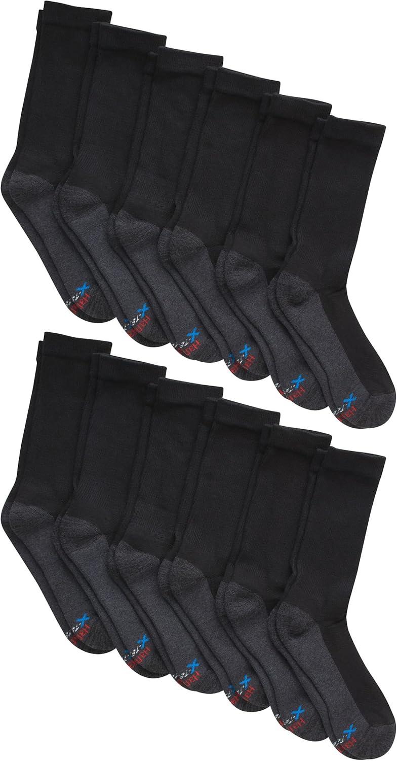 imageHanes Big ampamp Tall Crew Socks 12Pack for MenBlack