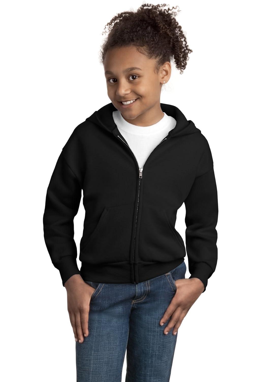 imageHanes Boys EcoSmart Full Zip Hooded Jacket Black LargeBlack