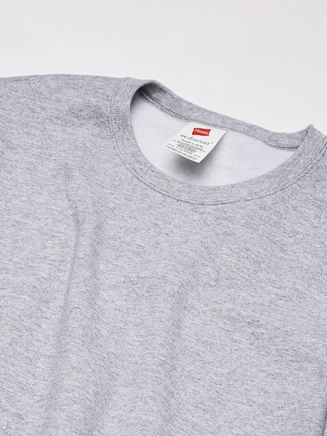 imageHanes Boys EcoSmart Sweatshirt Cotton Crewneck Pullover Kids Fleece SweatshirtLight Steel