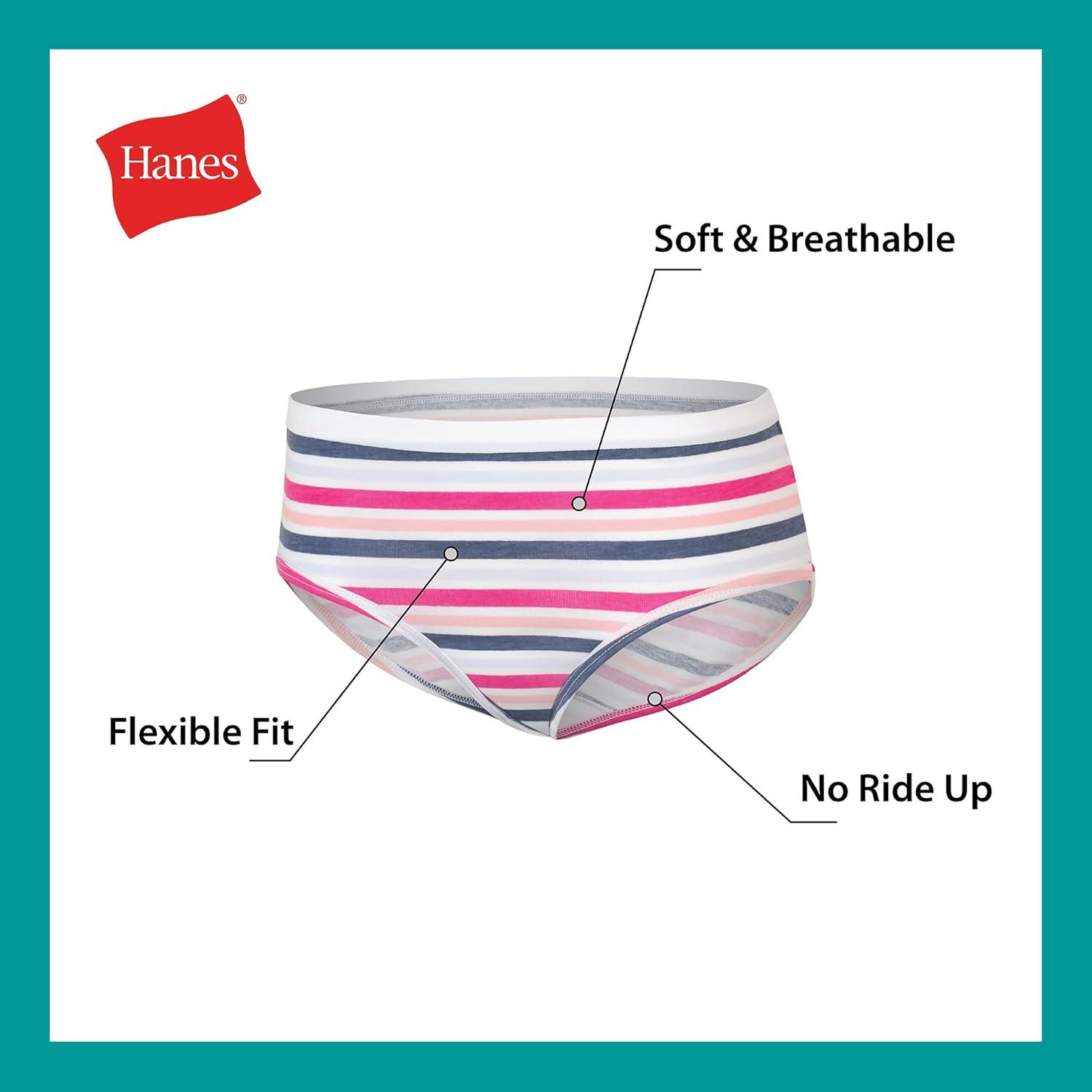 imageHanes Brief Underwear Stretch Cotton Panties for Girls Assorted 12PackPink Teal Navy Floral Prints Stripe Print