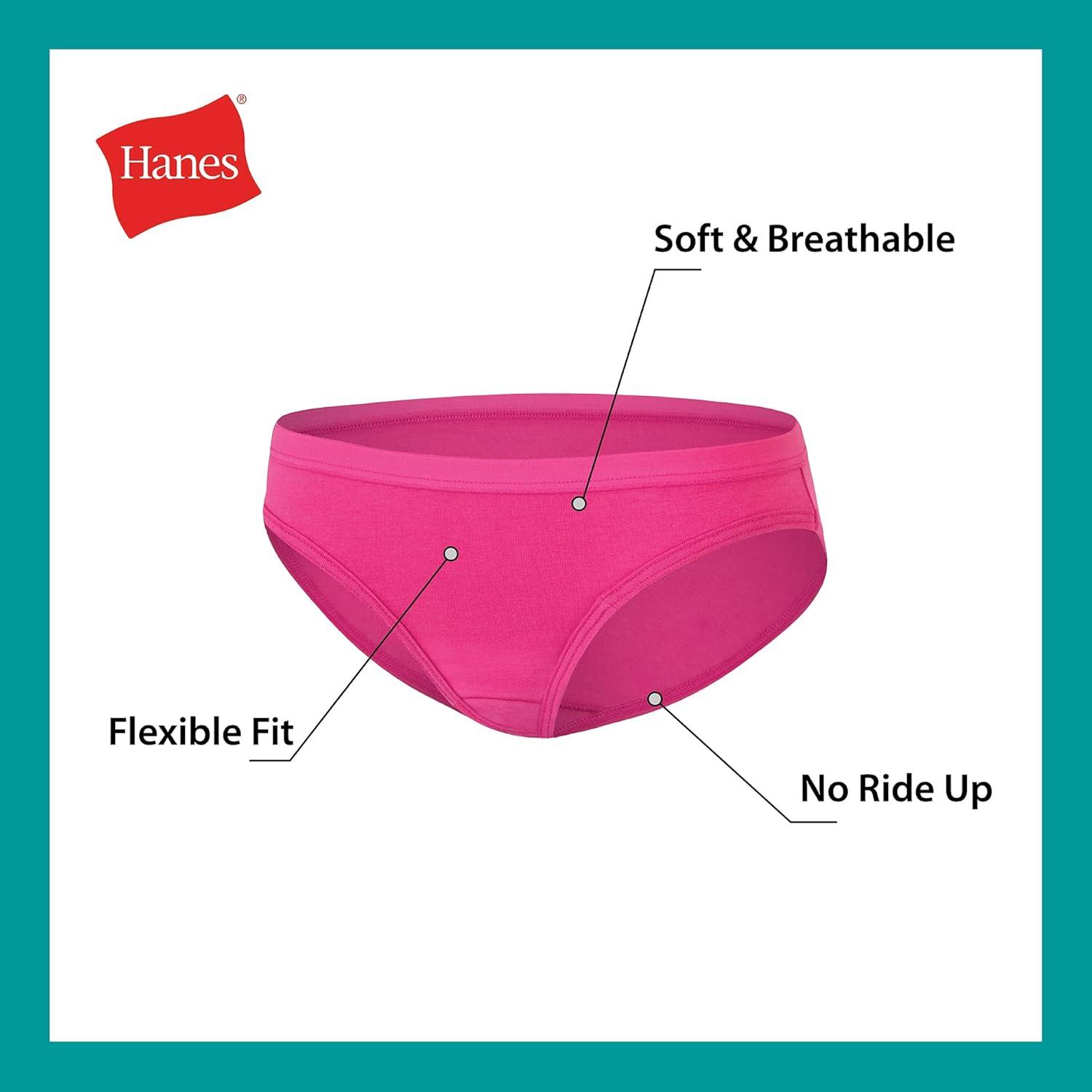 imageHanes Brief Underwear Stretch Cotton Panties for Girls Assorted 12PackPurple Blue Pink Floral Print Stripe Print Dot Print