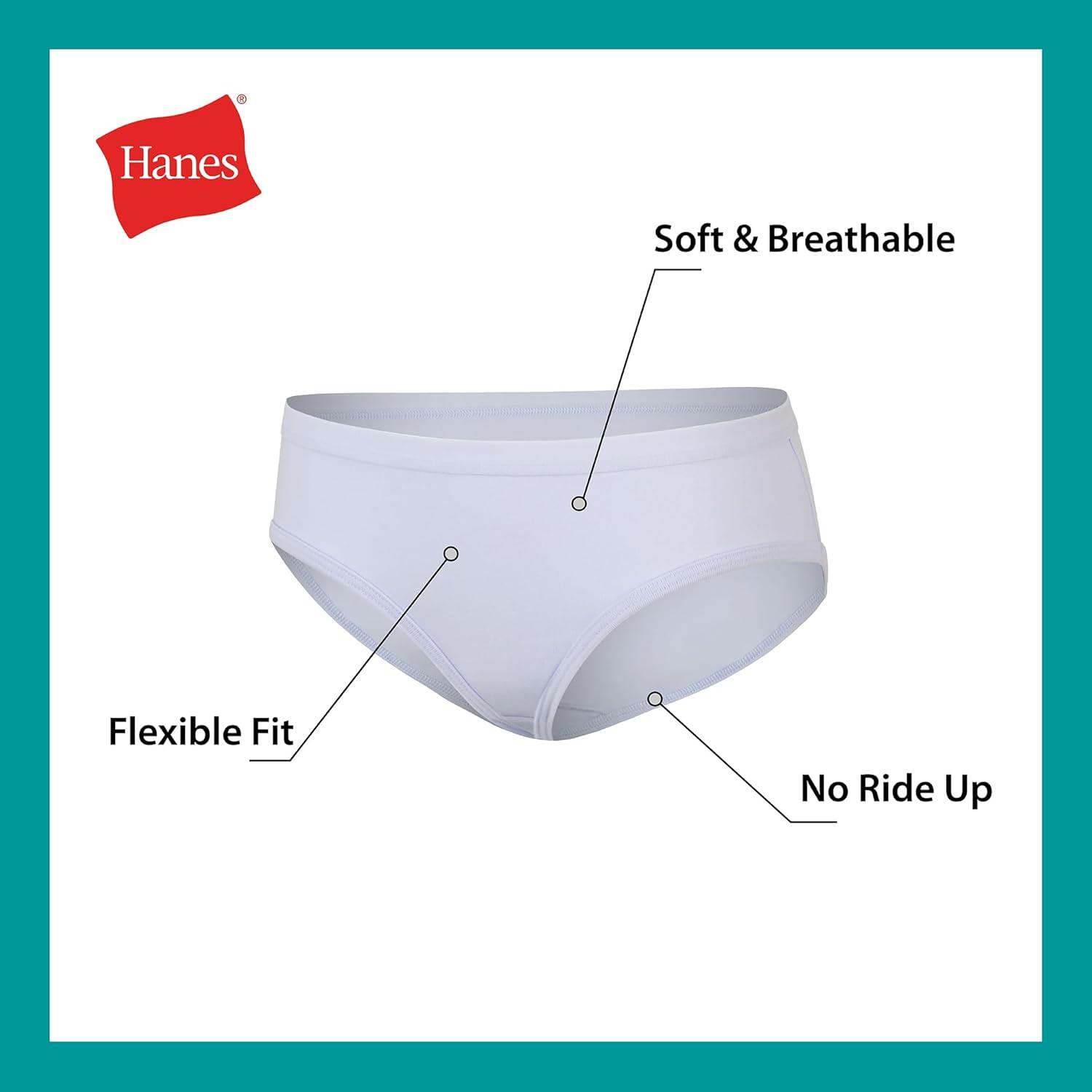 imageHanes Brief Underwear Stretch Cotton Panties for Girls Assorted 12PackPurple Periwinkle Grey White Floral Prints