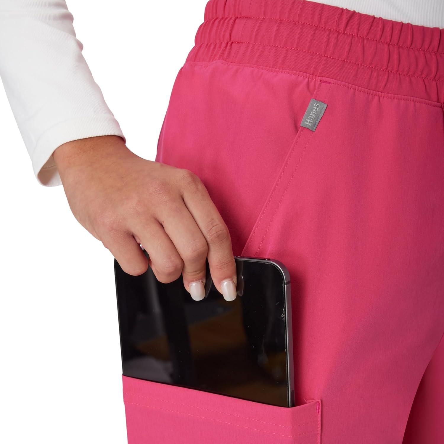 imageHanes Comfort Fit Pants MoistureWicking Healthcare Scrubs for Women 3 PocketsFuchsia Pink