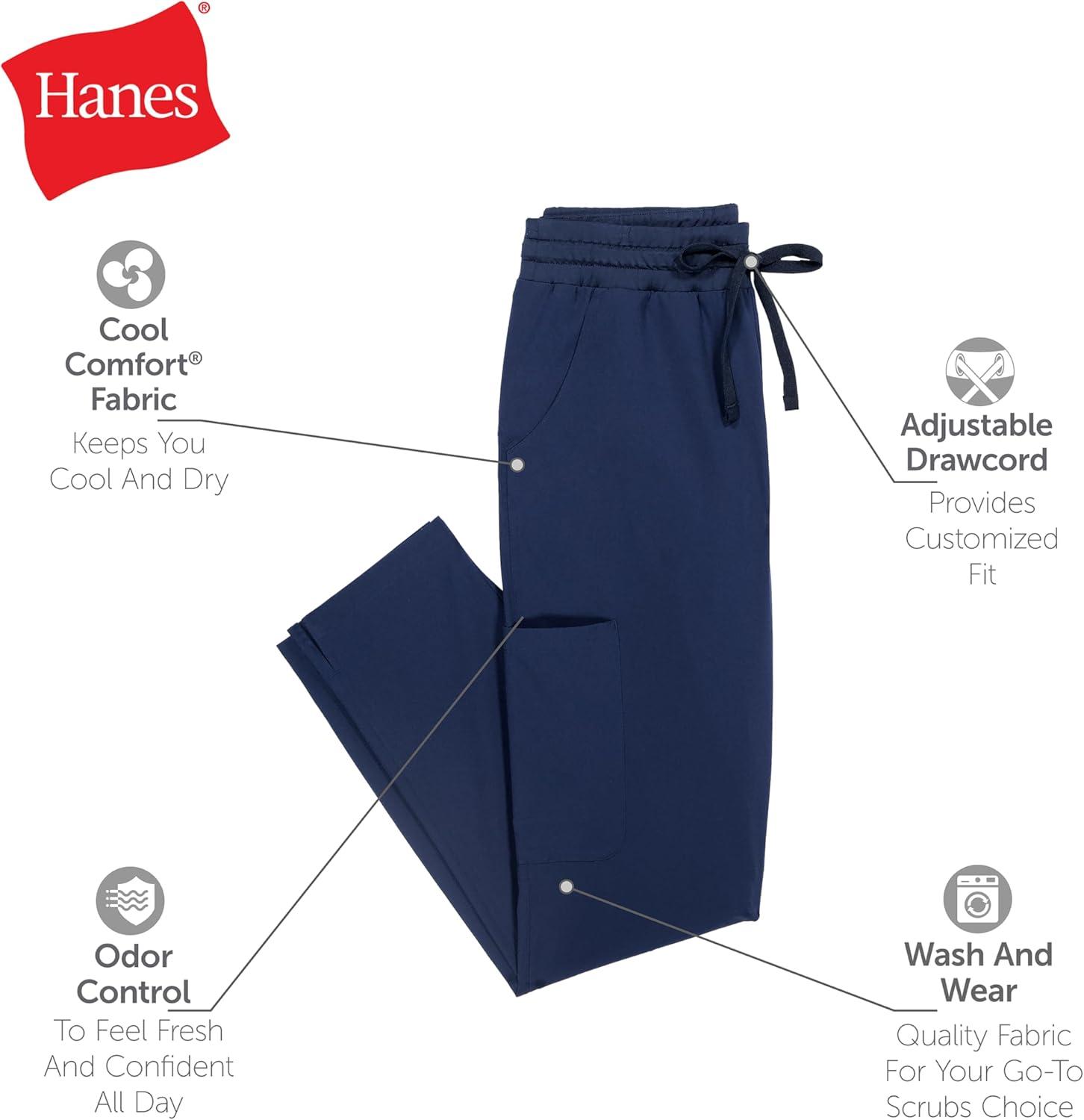 imageHanes Comfort Fit Pants MoistureWicking Healthcare Scrubs for Women 3 PocketsNew Ebony