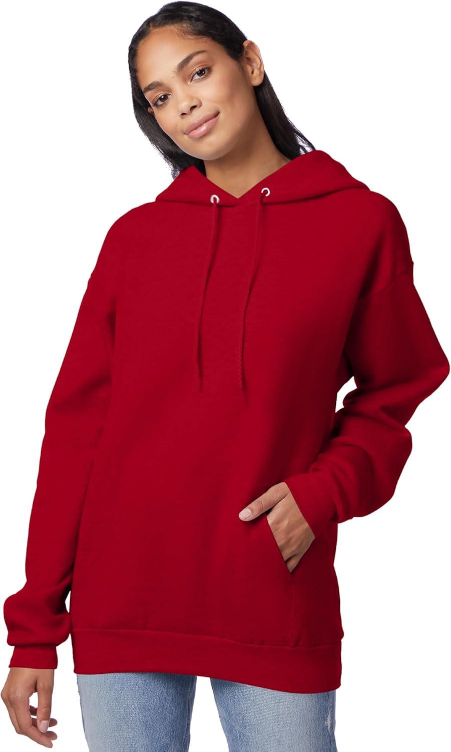 imageHanes EcoSmart Hoodie Midweight Fleece Pullover Hooded Sweatshirt for MenDeep Red