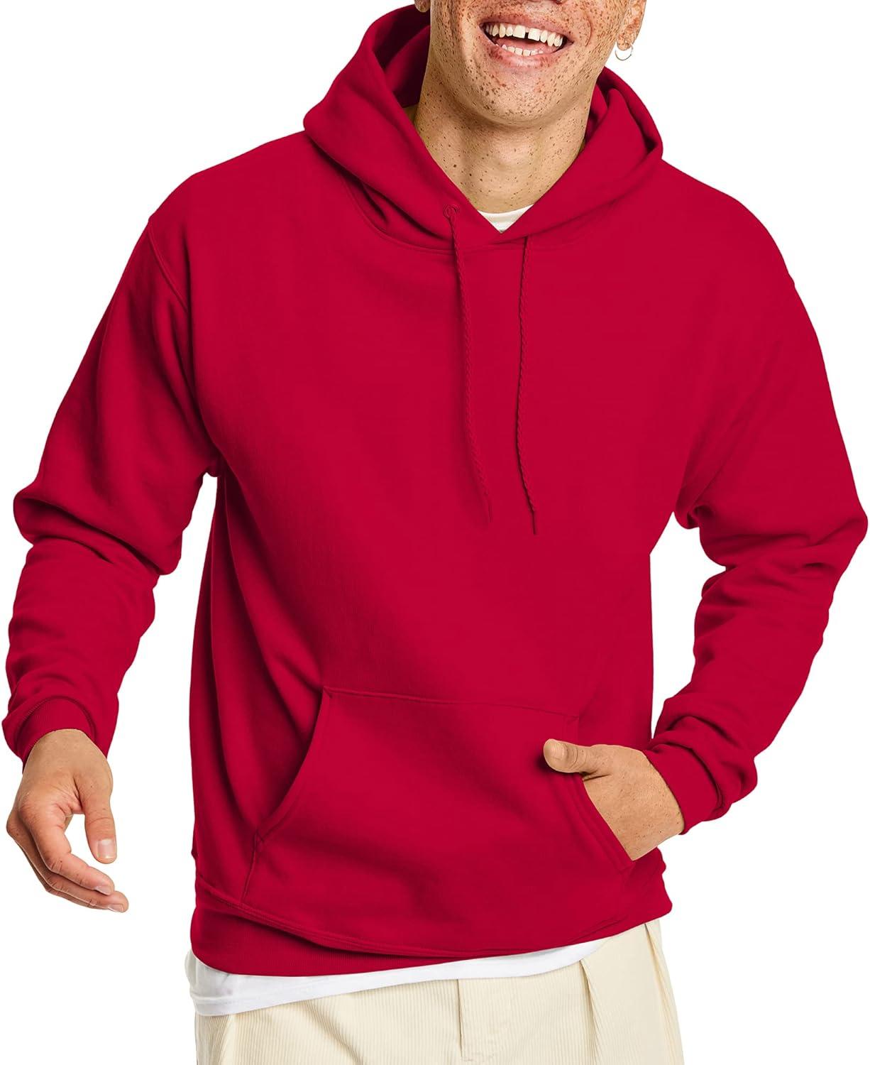 imageHanes EcoSmart Hoodie Midweight Fleece Pullover Hooded Sweatshirt for MenDeep Red
