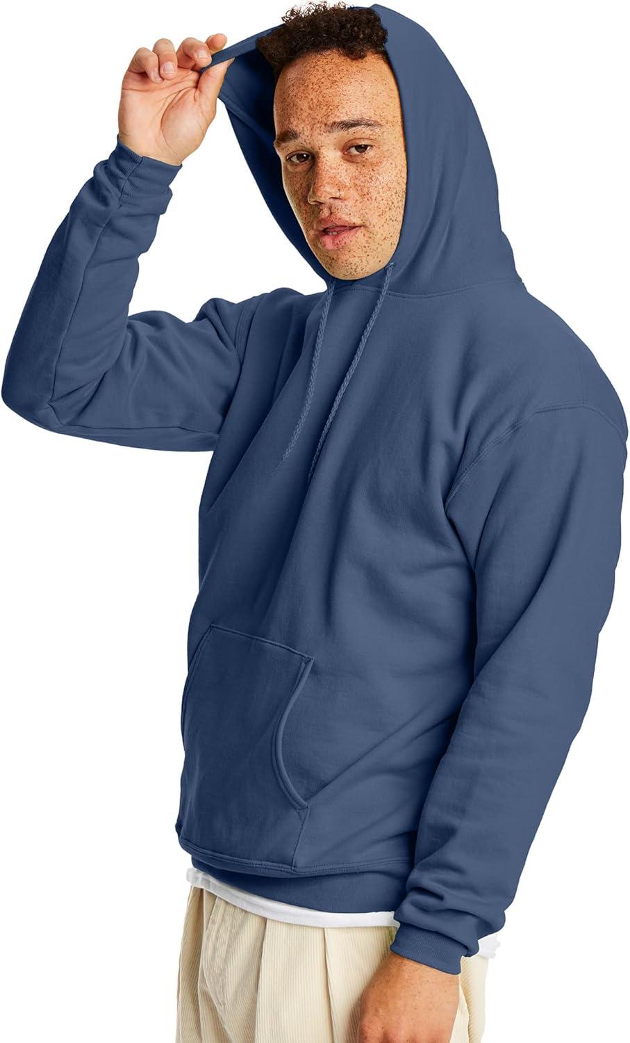 imageHanes EcoSmart Hoodie Midweight Fleece Pullover Hooded Sweatshirt for MenDenim Blue