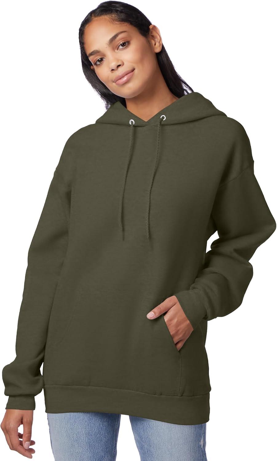 imageHanes EcoSmart Hoodie Midweight Fleece Pullover Hooded Sweatshirt for MenFatigue Green