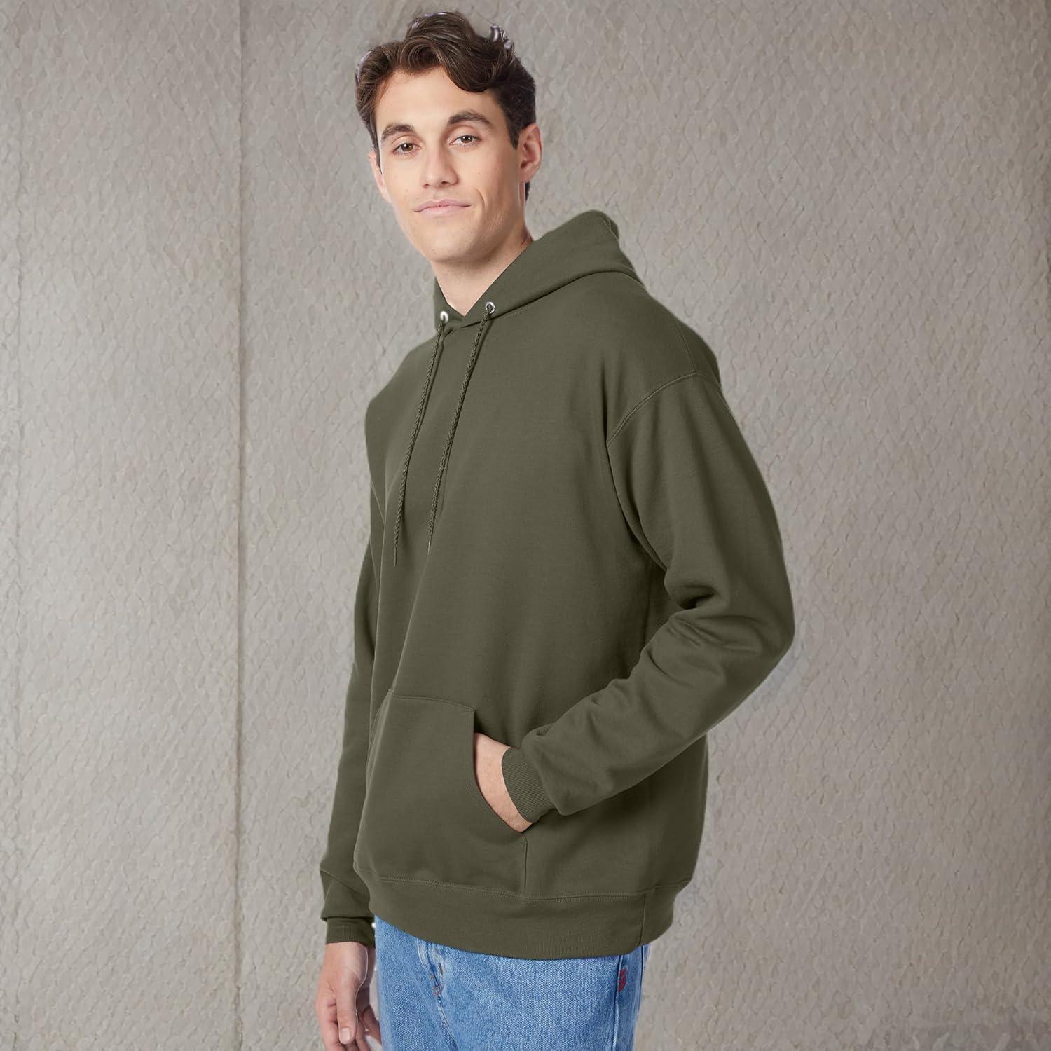 imageHanes EcoSmart Hoodie Midweight Fleece Pullover Hooded Sweatshirt for MenFatigue Green