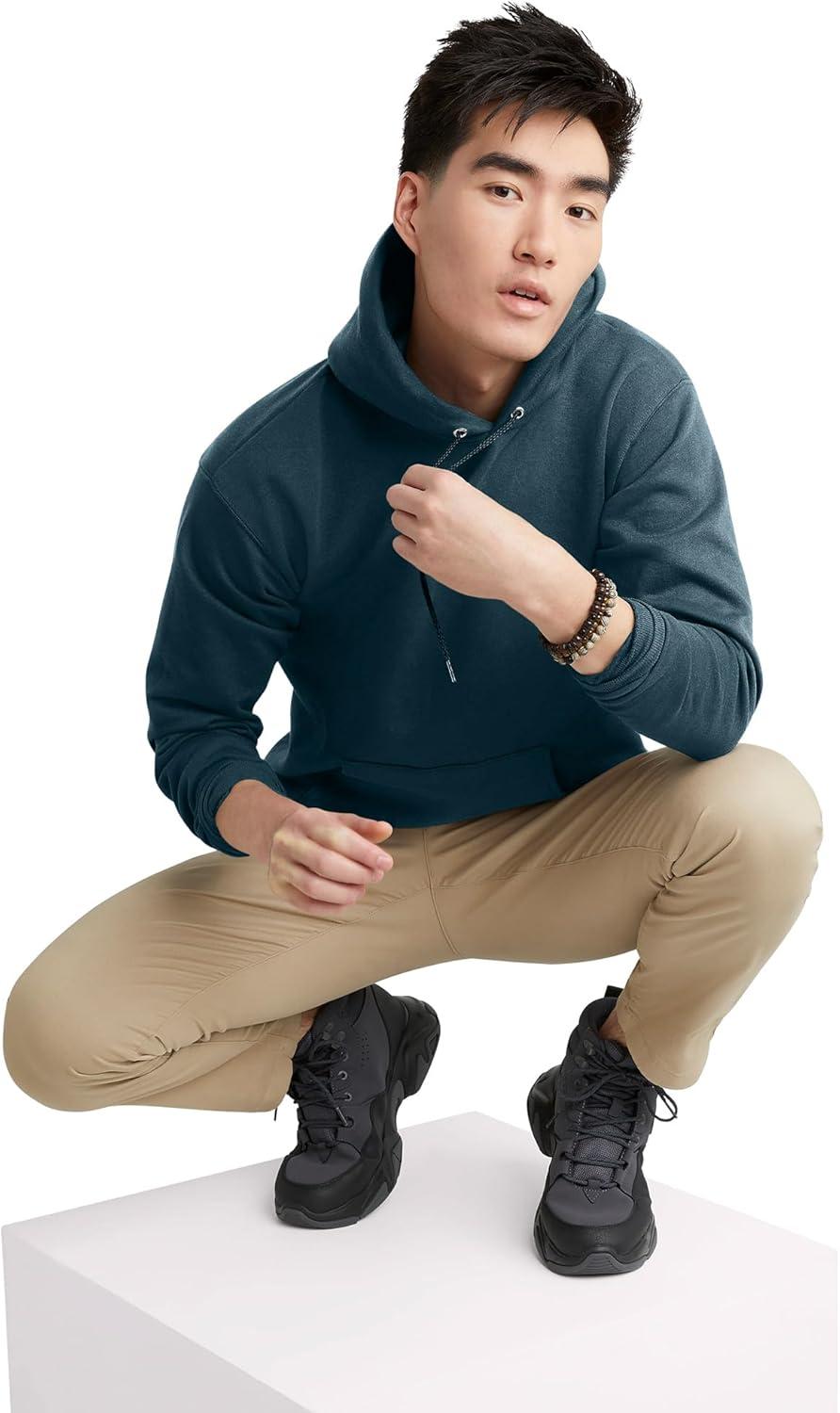 imageHanes EcoSmart Hoodie Midweight Fleece Pullover Hooded Sweatshirt for MenMetallic Teal