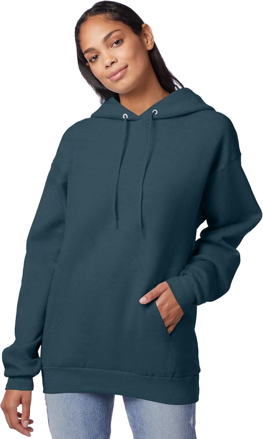 imageHanes EcoSmart Hoodie Midweight Fleece Pullover Hooded Sweatshirt for MenMetallic Teal