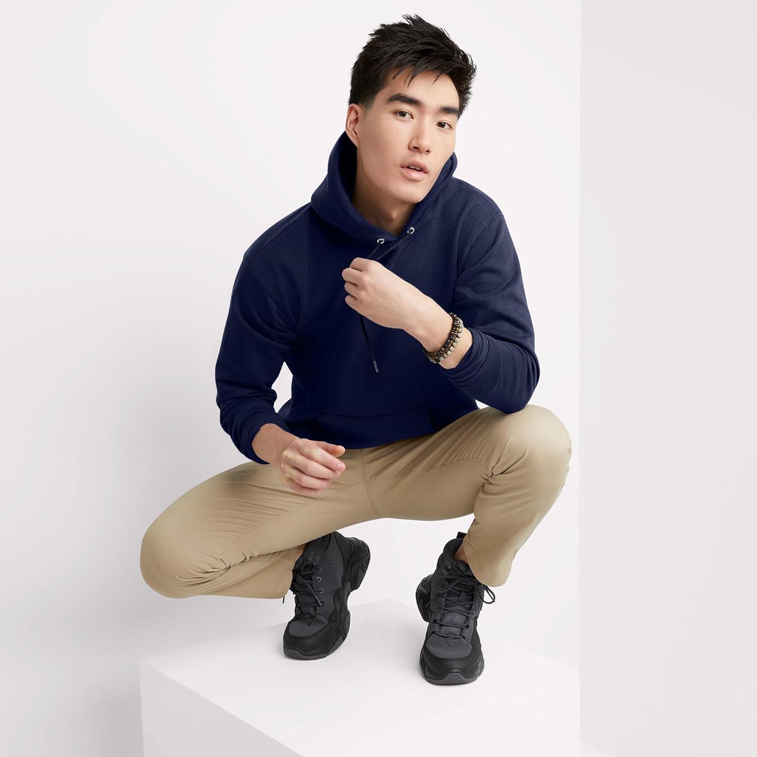 imageHanes EcoSmart Hoodie Midweight Fleece Pullover Hooded Sweatshirt for MenNavy