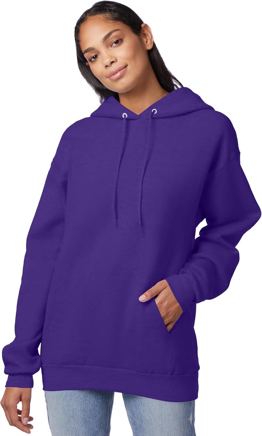 imageHanes EcoSmart Hoodie Midweight Fleece Pullover Hooded Sweatshirt for MenPurple