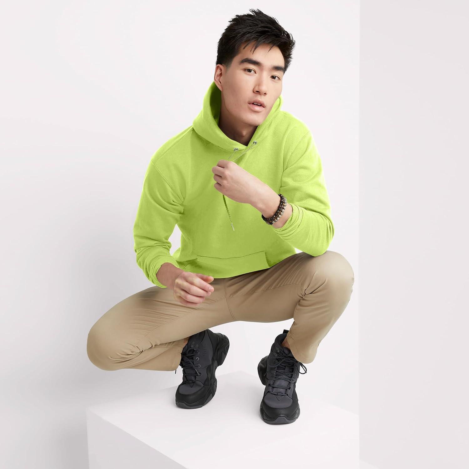 imageHanes EcoSmart Hoodie Midweight Fleece Pullover Hooded Sweatshirt for MenSafety Green