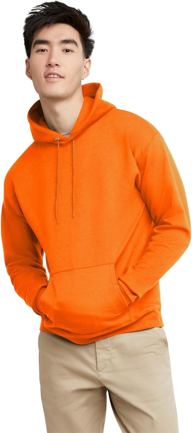 imageHanes EcoSmart Hoodie Midweight Fleece Pullover Hooded Sweatshirt for MenSafety Orange