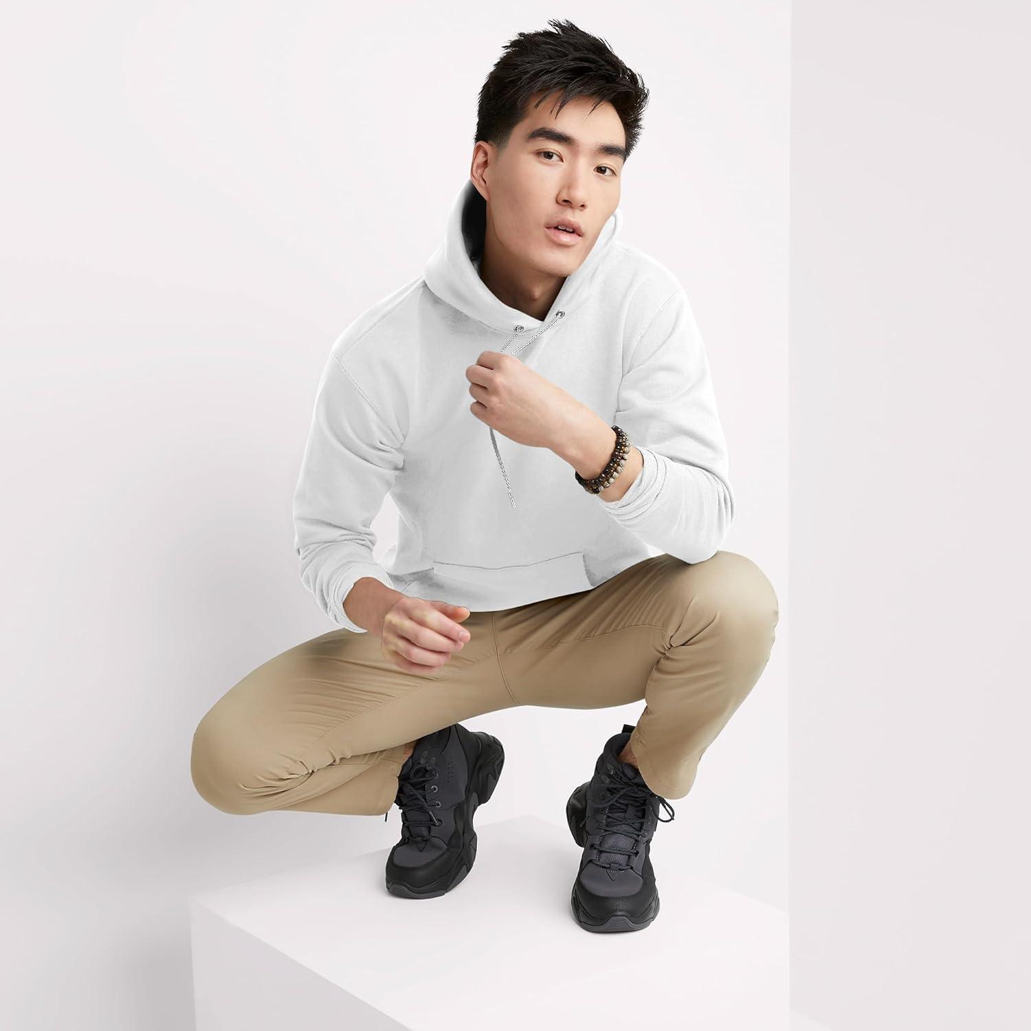 imageHanes EcoSmart Hoodie Midweight Fleece Pullover Hooded Sweatshirt for MenWhite