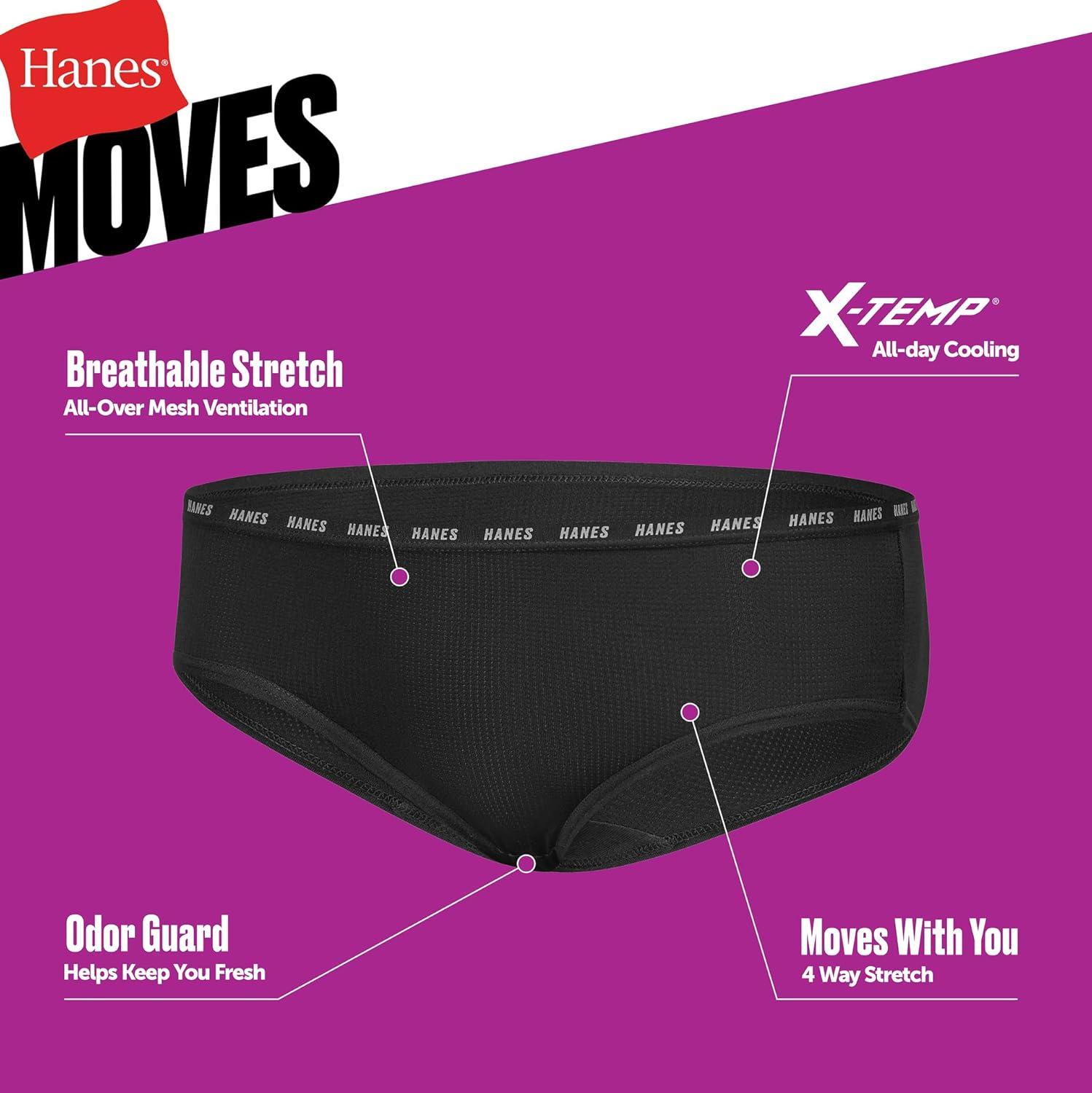 imageHanes Girls Big Moves Breathable Stretch Tween UnderwearBlackGrey