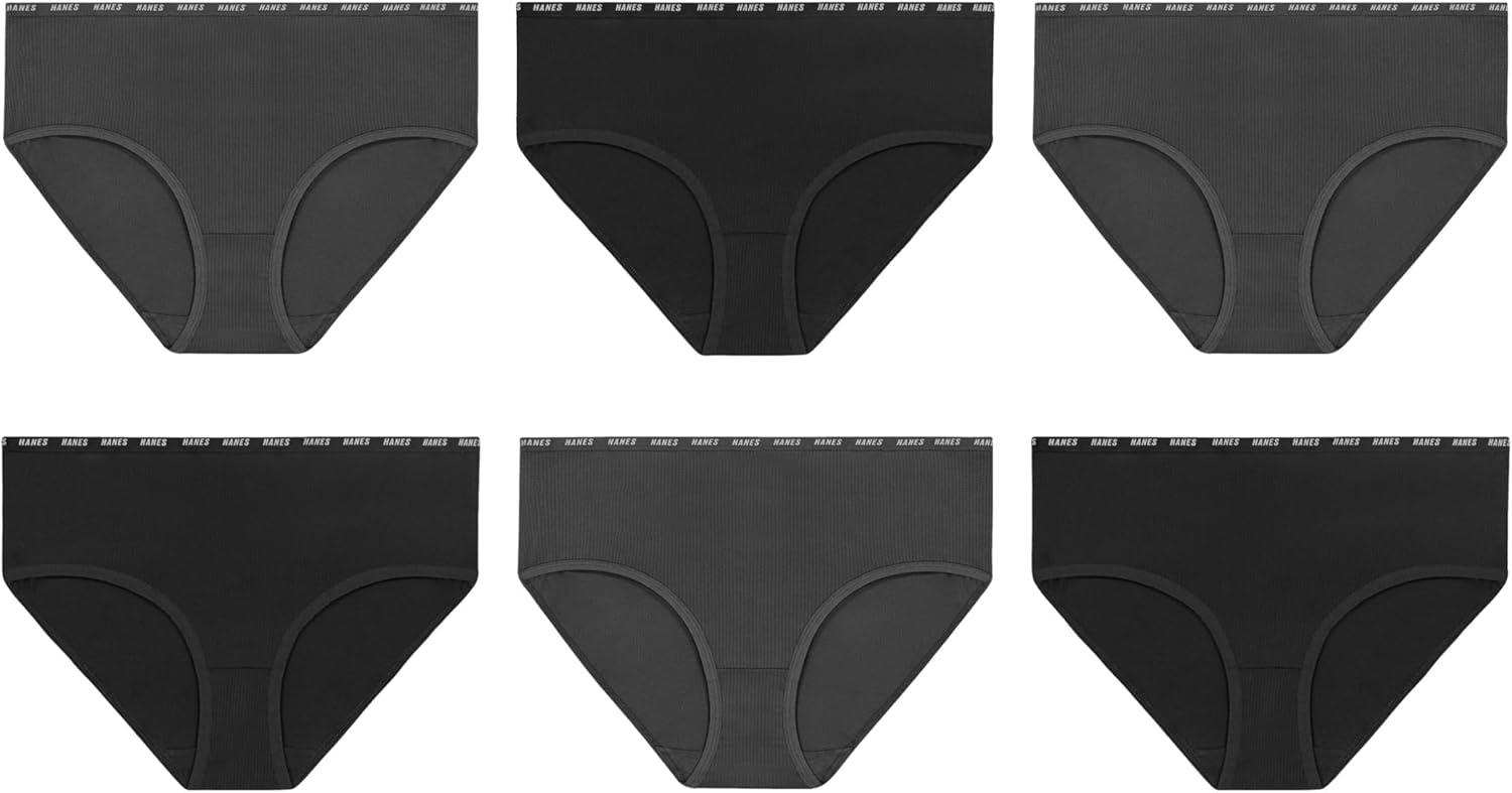 imageHanes Girls Big Moves Breathable Stretch Tween UnderwearBlackGrey