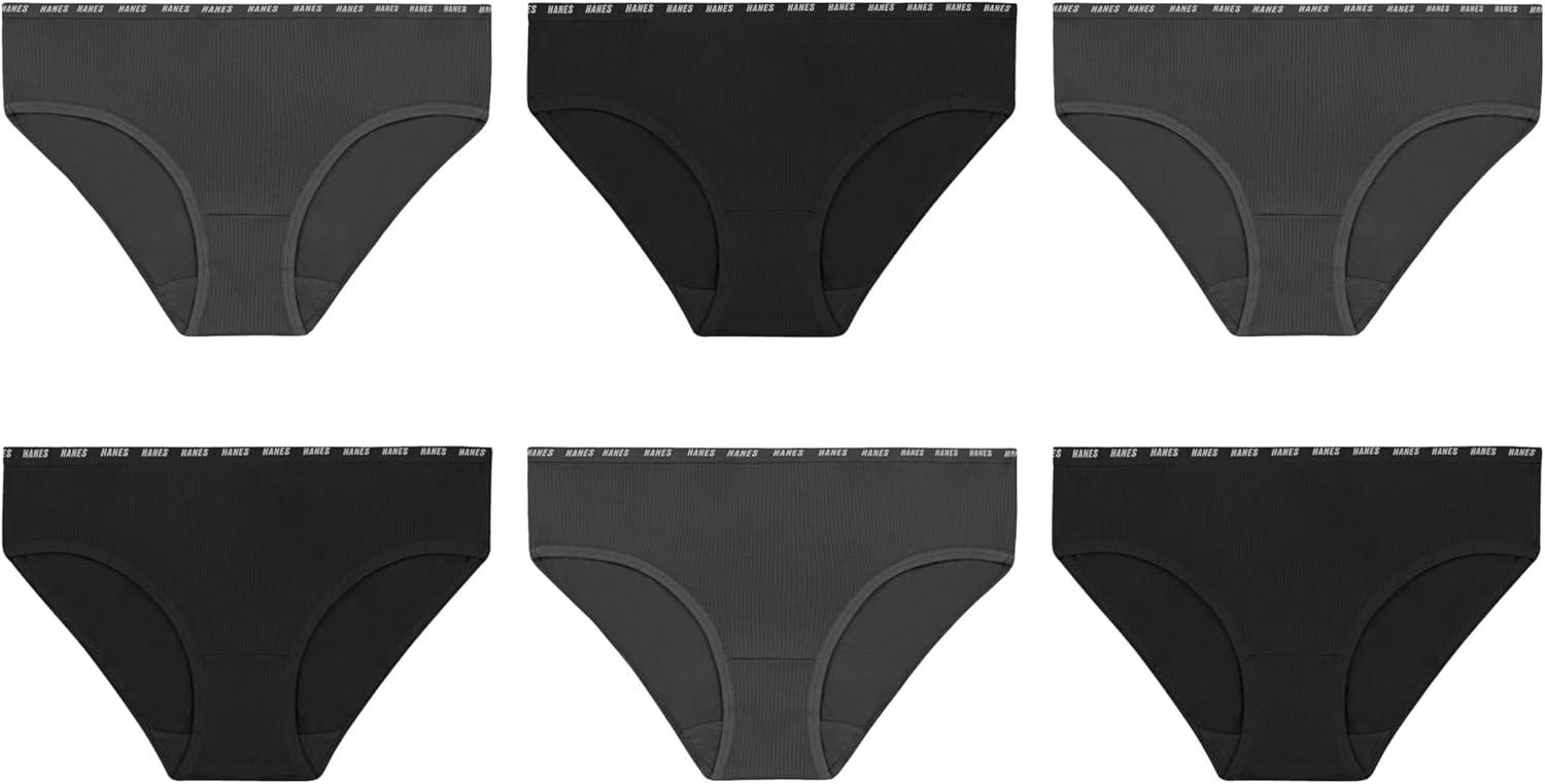 imageHanes Girls Big Moves Breathable Stretch Tween UnderwearBlackGrey