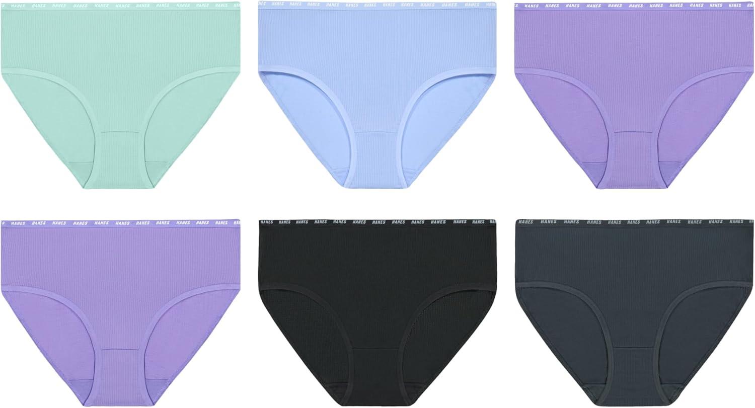 imageHanes Girls Big Moves Breathable Stretch Tween UnderwearPurpleBlueMintBlackGrey