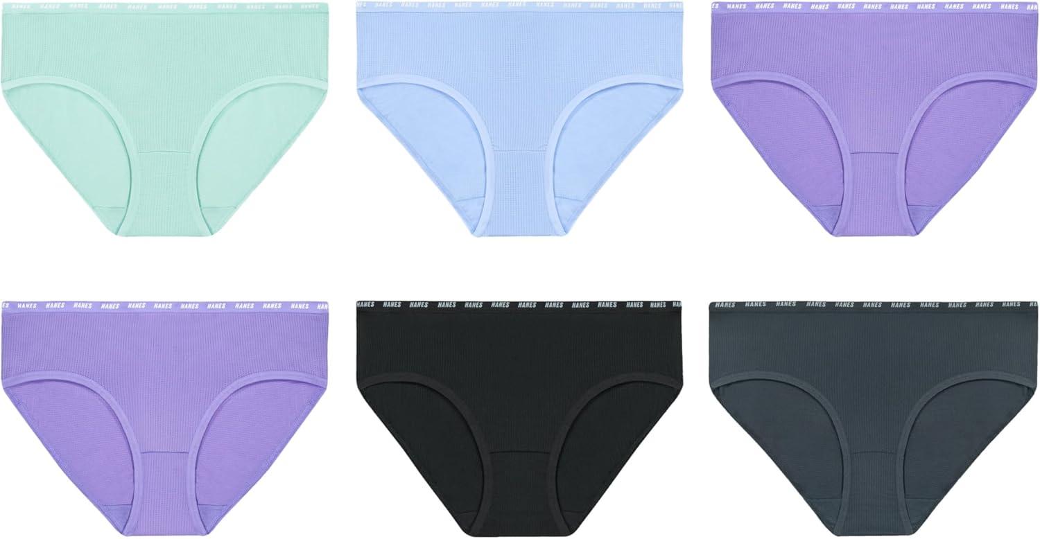 imageHanes Girls Big Moves Breathable Stretch Tween UnderwearPurpleBlueMintBlackGrey