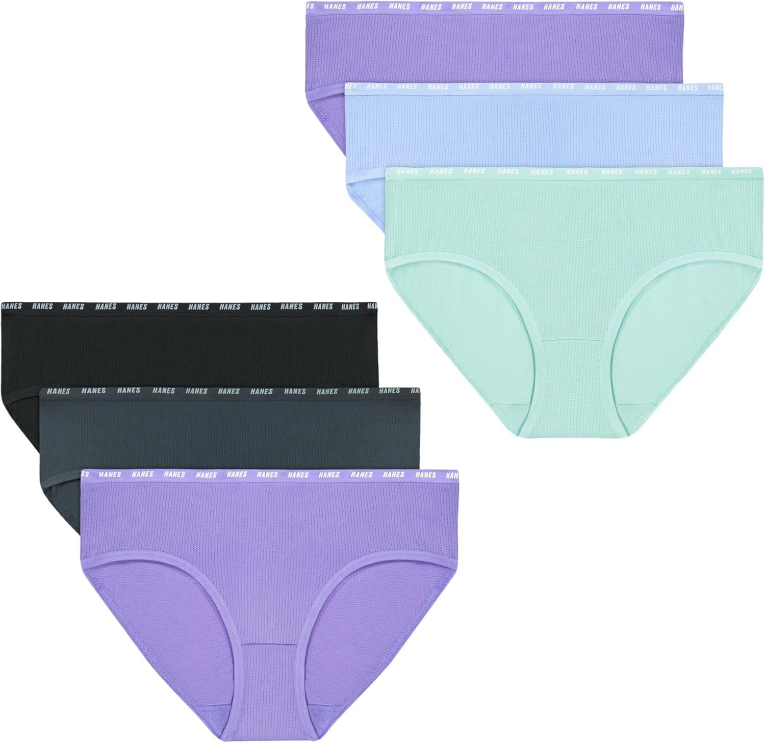 imageHanes Girls Big Moves Breathable Stretch Tween UnderwearPurpleBlueMintBlackGrey