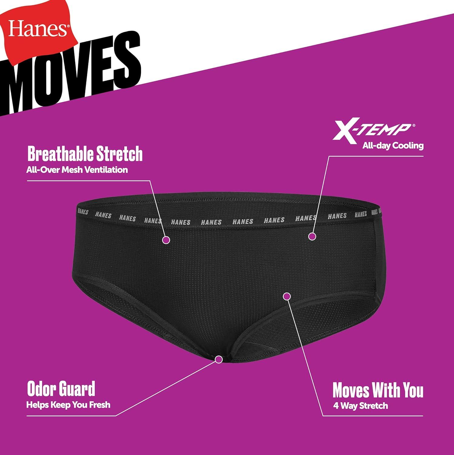 imageHanes Girls Big Moves Breathable Stretch Tween UnderwearPurpleBlueMintBlackGrey