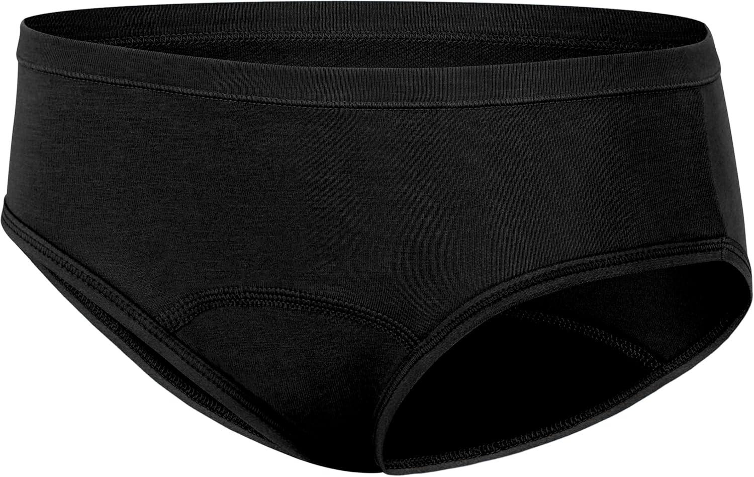 imageHanes Girls Comfort Period Boyshort ampamp Hipster Period Underwear Moderate Protection MultiPackHipster Black 6 Pack