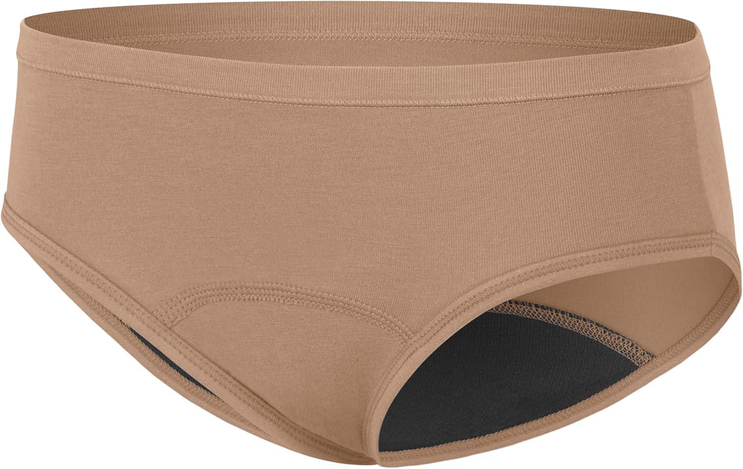 imageHanes Girls Comfort Period Boyshort ampamp Hipster Period Underwear Moderate Protection MultiPackHipster BlackGreyTan 6 Pack