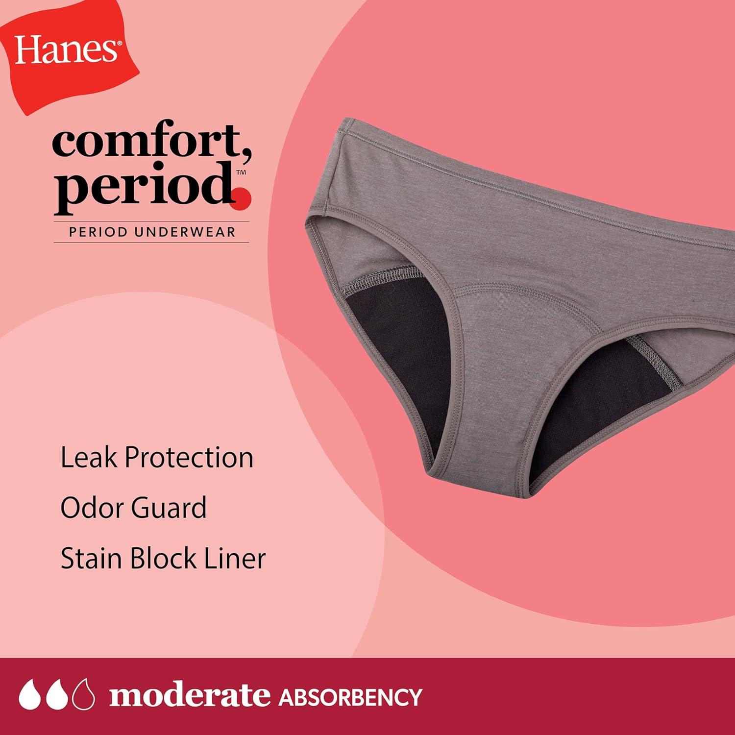 imageHanes Girls Comfort Period Boyshort ampamp Hipster Period Underwear Moderate Protection MultiPackHipster Multi 4 Pack