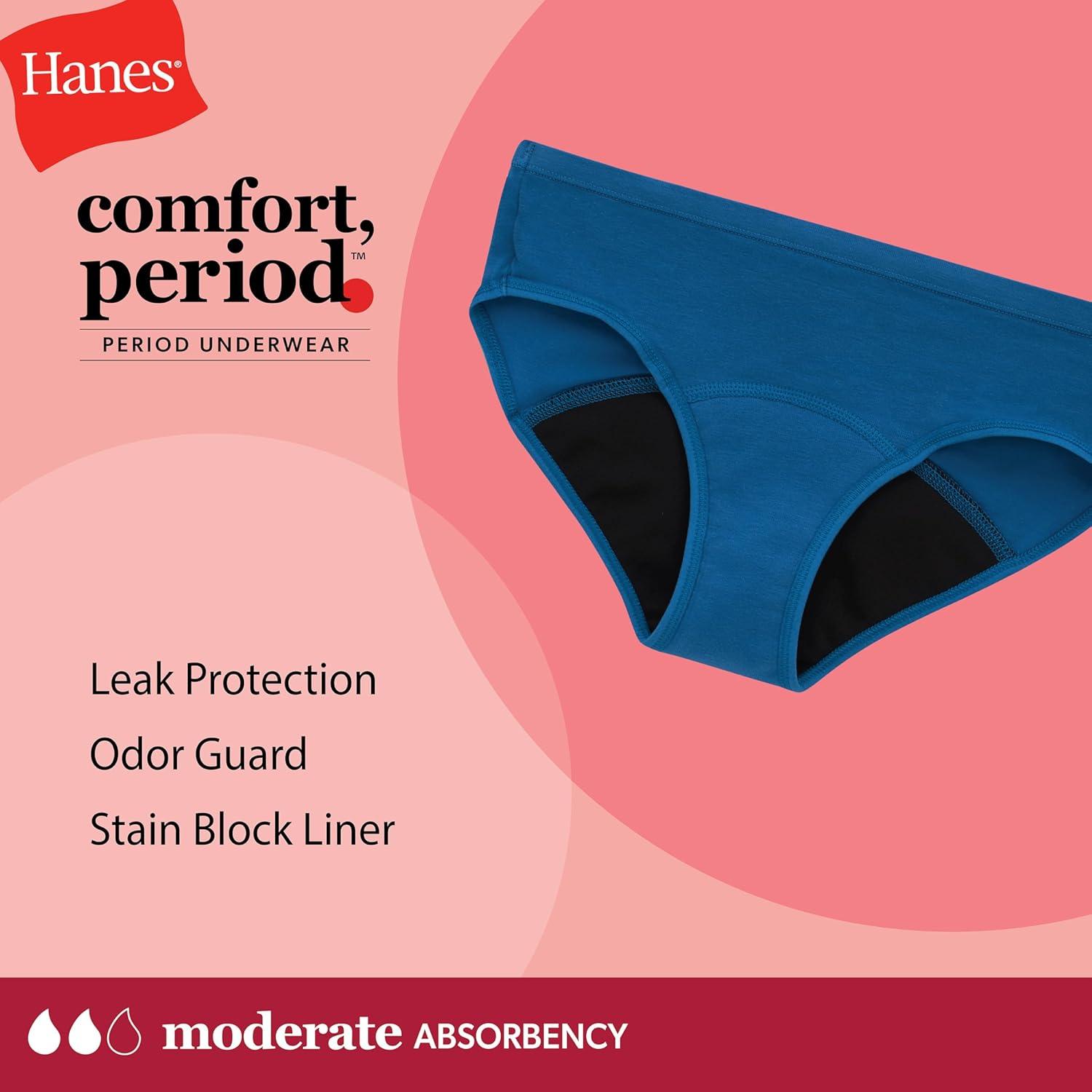 imageHanes Girls Comfort Period Boyshort ampamp Hipster Period Underwear Moderate Protection MultiPackHipster Multi 6 Pack