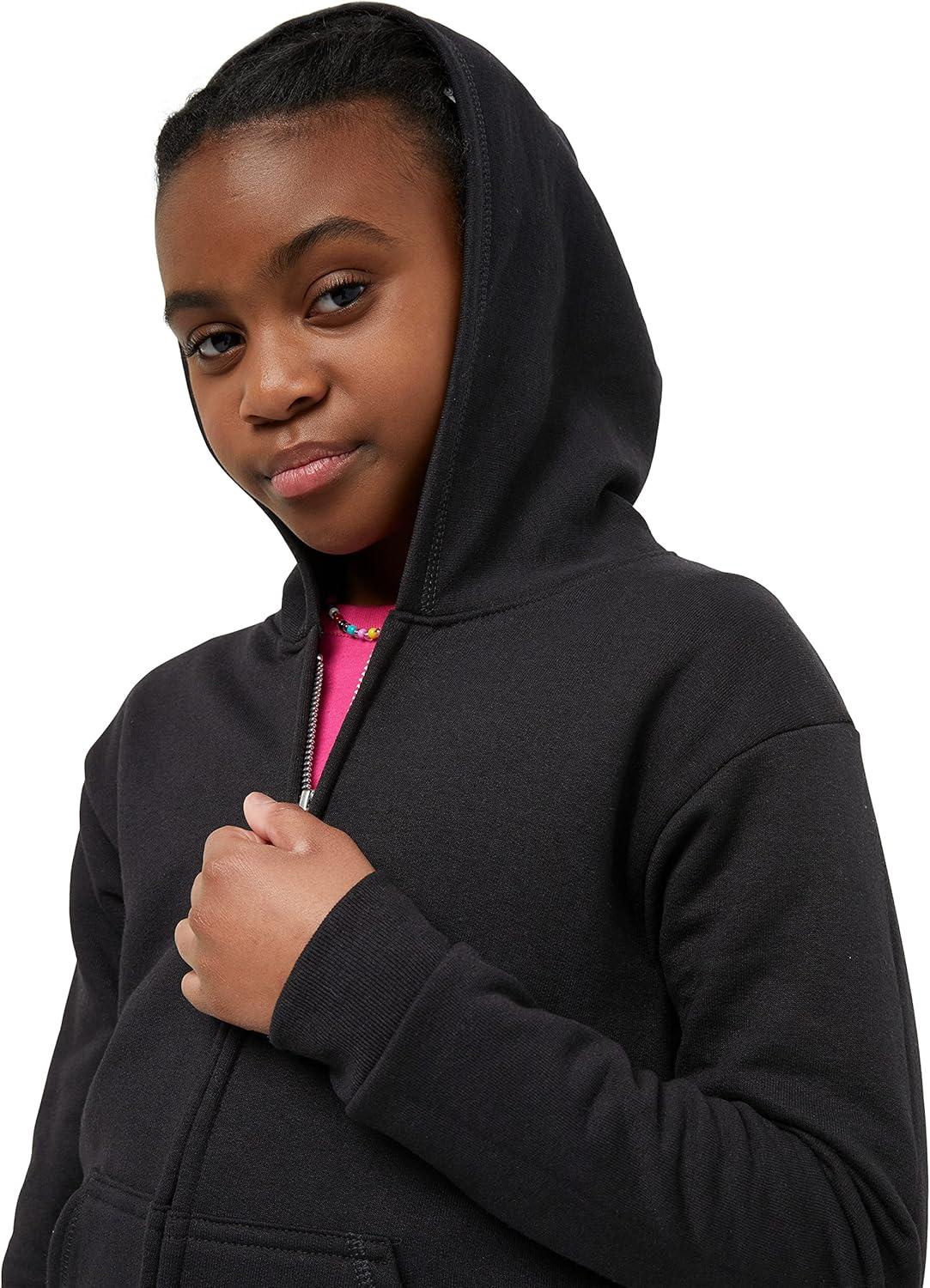 imageHanes Girls Comfortsoft Ecosmart FullZip HoodieBlack