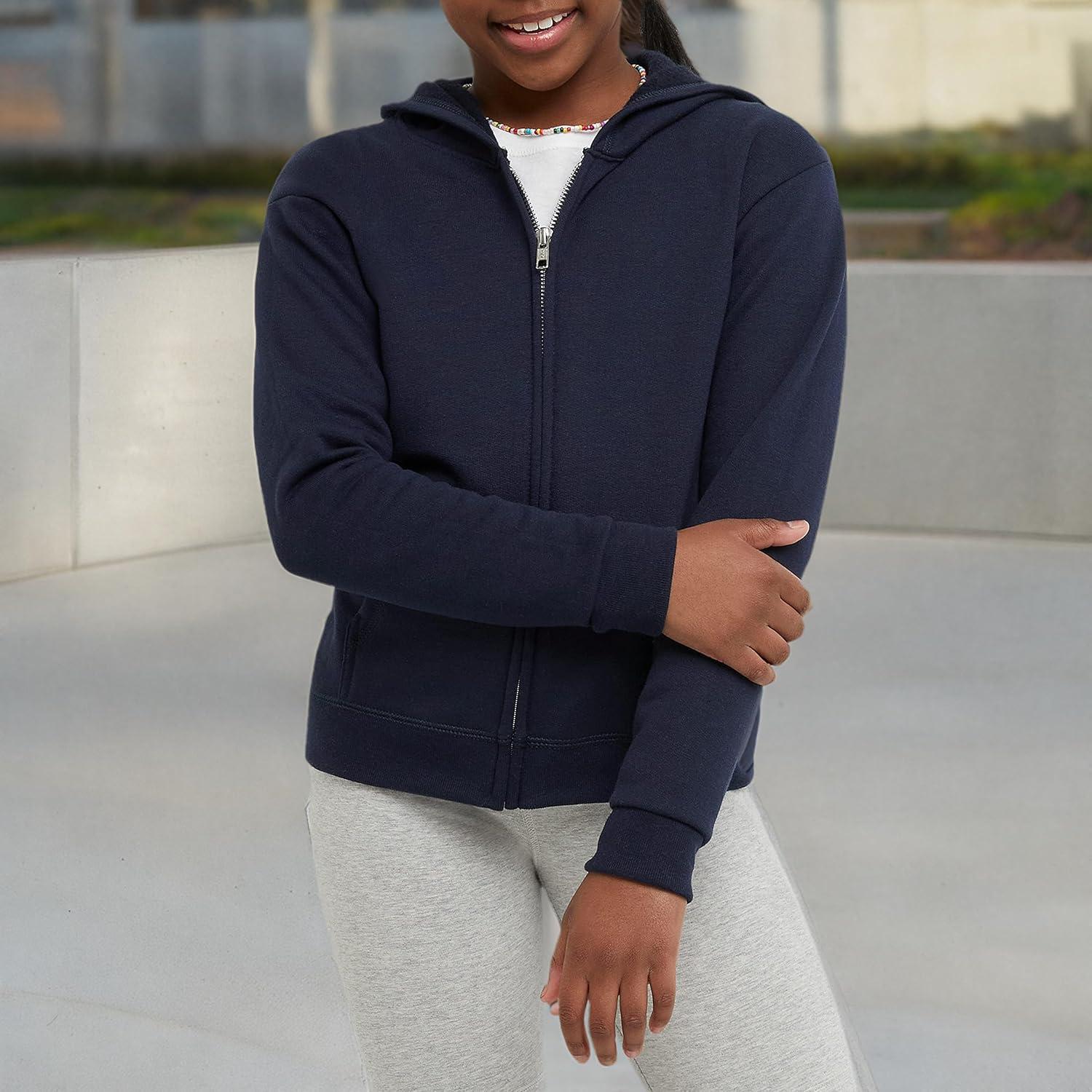 imageHanes Girls Comfortsoft Ecosmart FullZip HoodieNavy