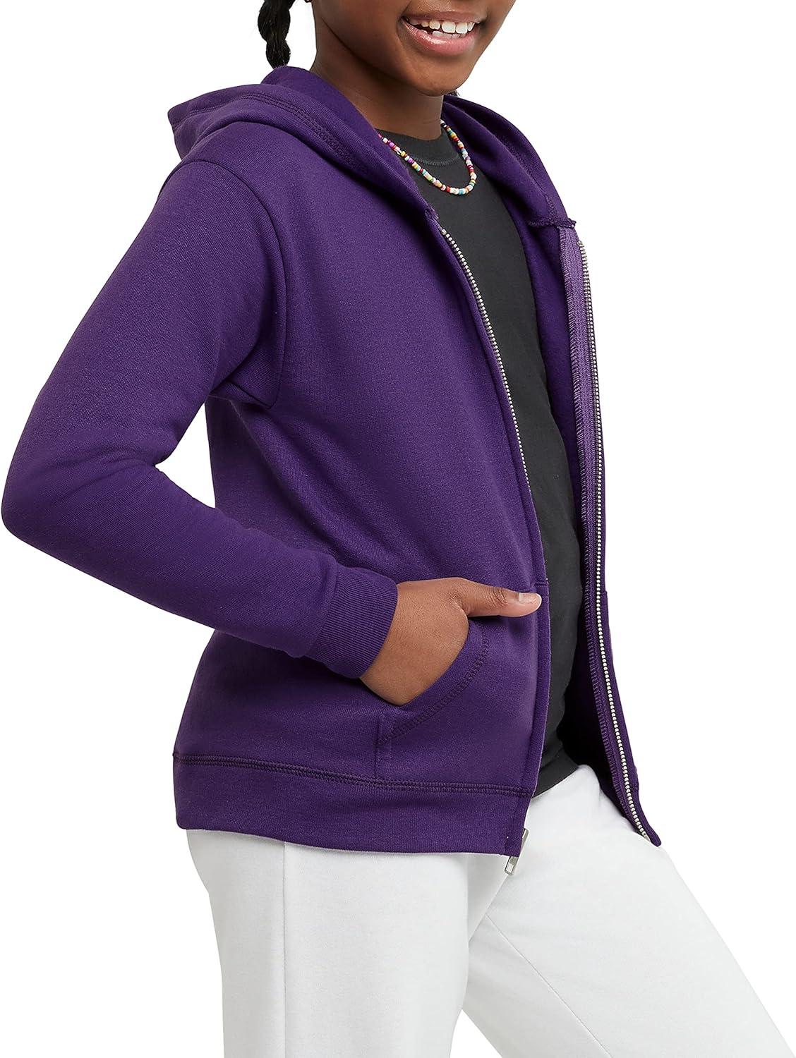 imageHanes Girls Comfortsoft Ecosmart FullZip HoodiePurple Thora