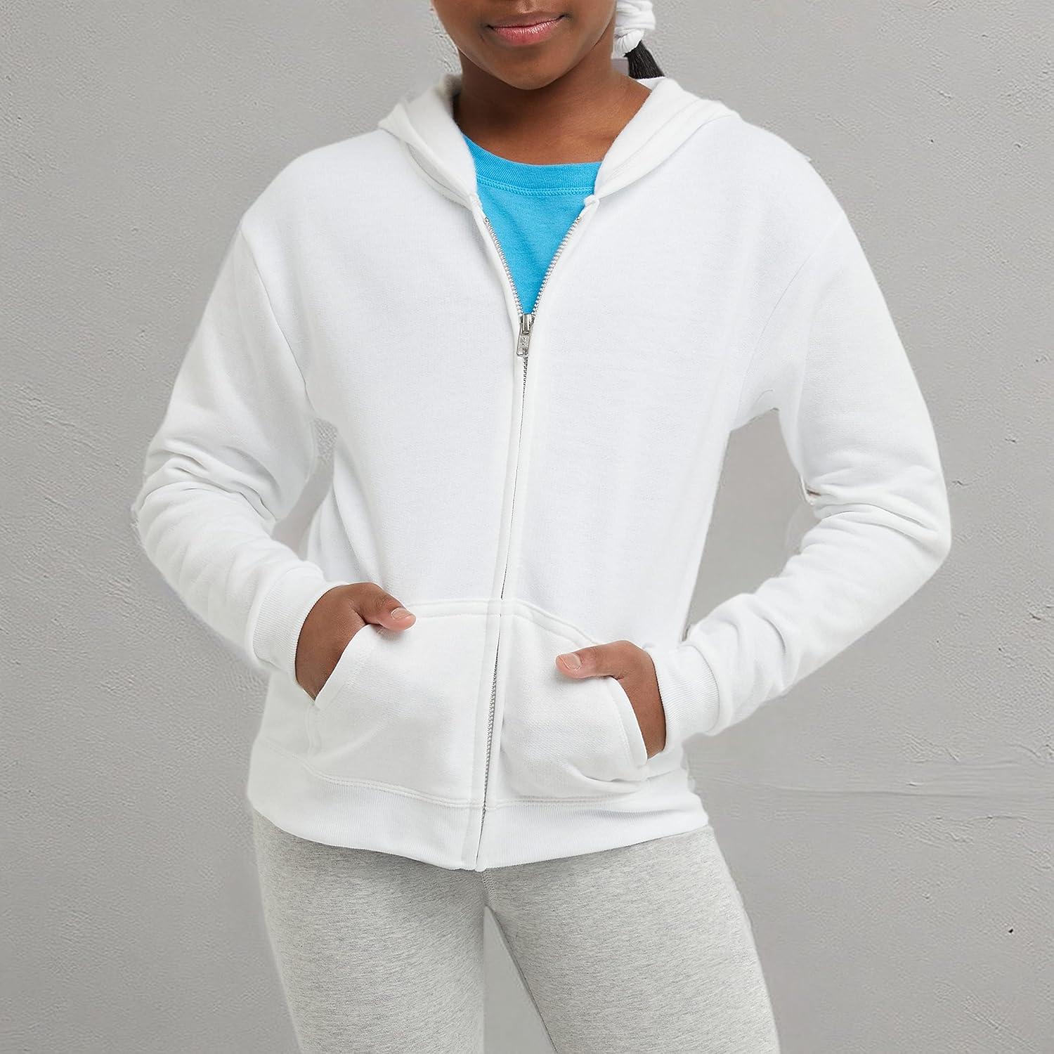 imageHanes Girls Comfortsoft Ecosmart FullZip HoodieWhite