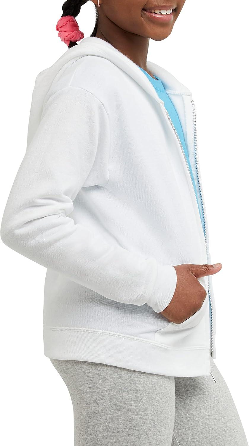 imageHanes Girls Comfortsoft Ecosmart FullZip HoodieWhite