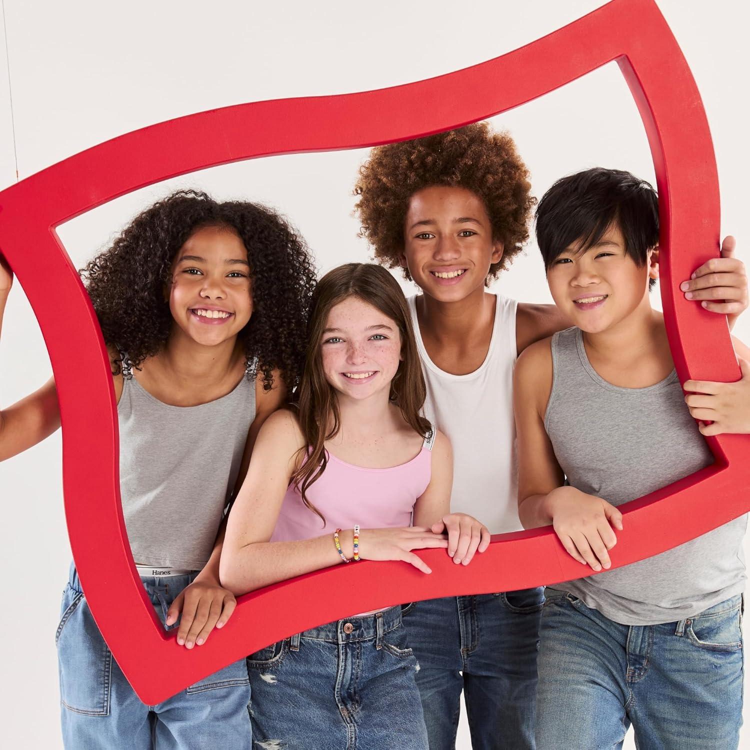 imageHanes Girls Originals Crop Cami Pack Moisture Wicking Cotton Blend Tank 5PackBlush Periwinkle Navy