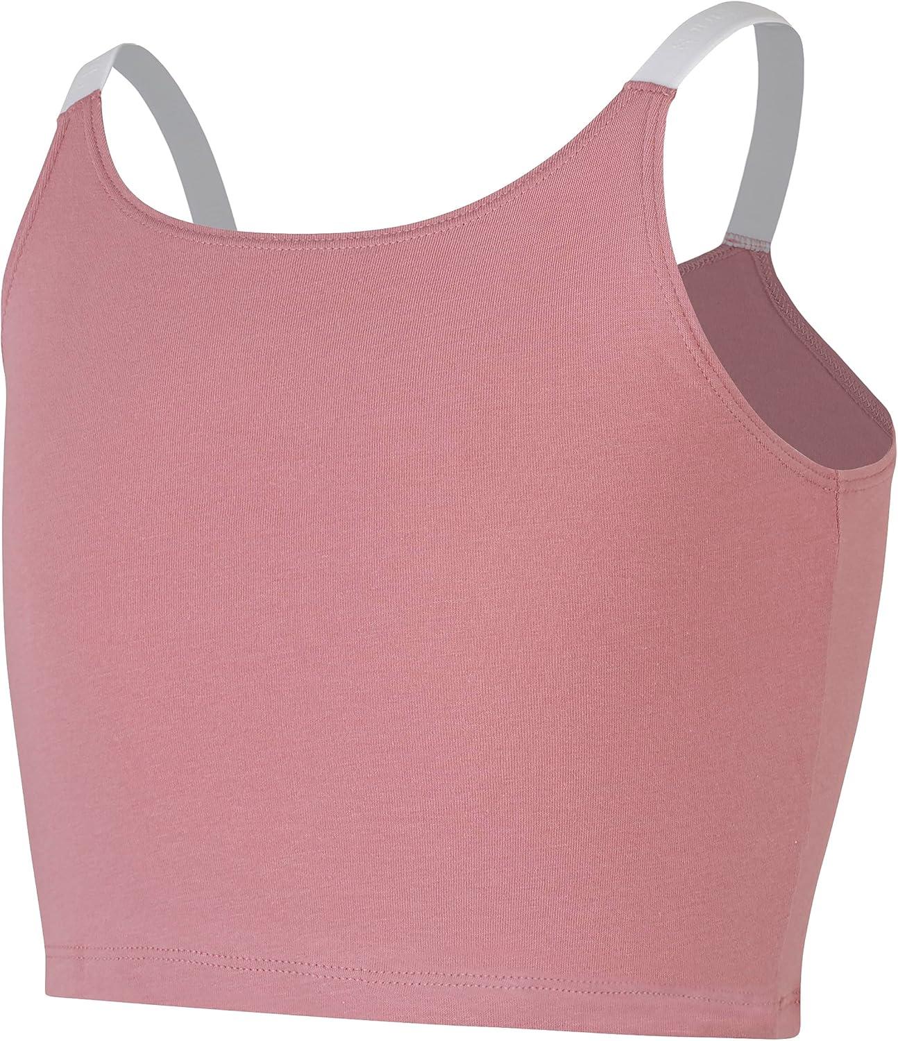 imageHanes Girls Originals Crop Cami Pack Moisture Wicking Cotton Blend Tank 5PackBlush Periwinkle Navy