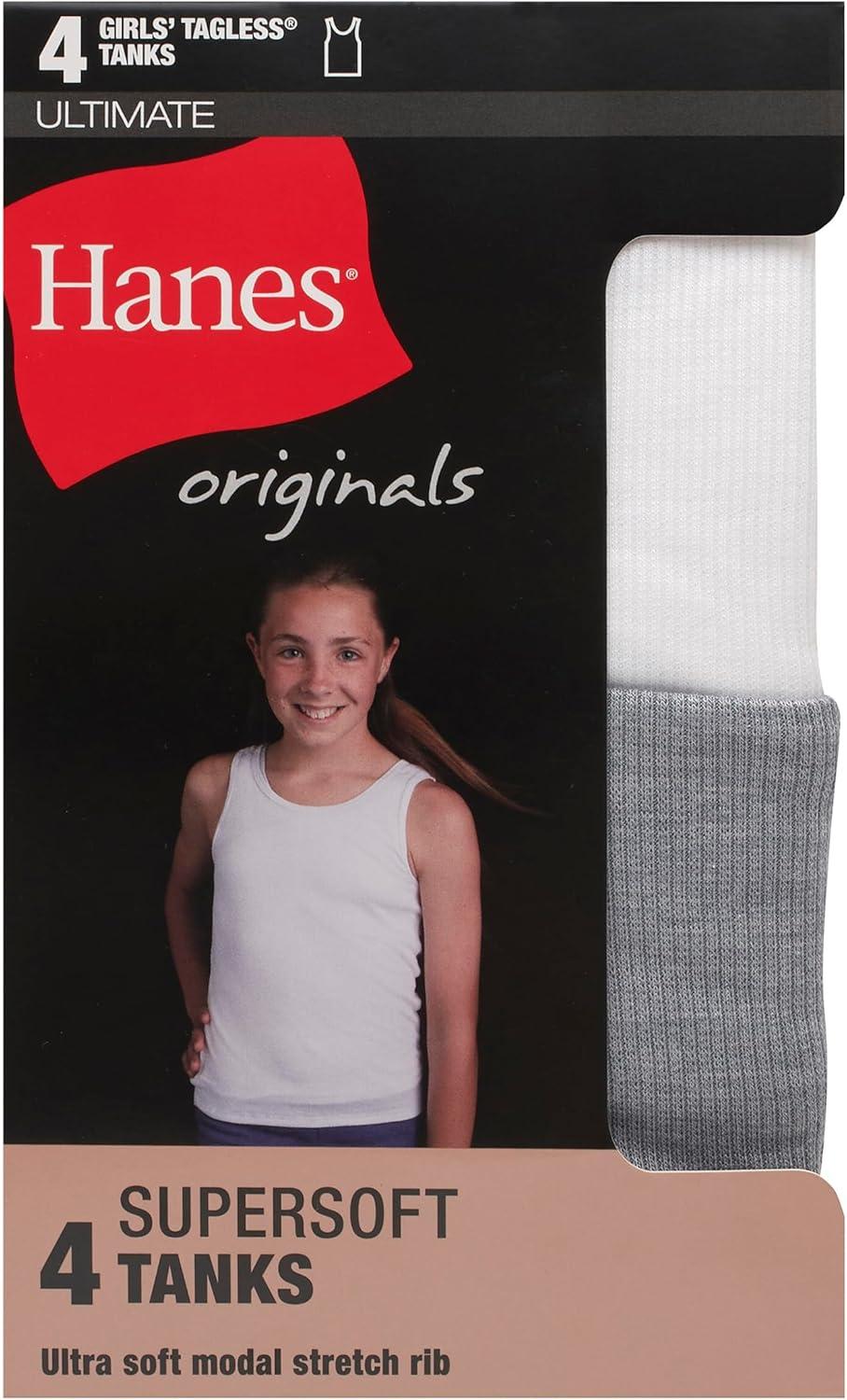 imageHanes Girls Originals Tank Pack Supersoft Tank Top for Girls Modal Stretch Rib Tanks 4PackWhiteGreyMintPink 4pack