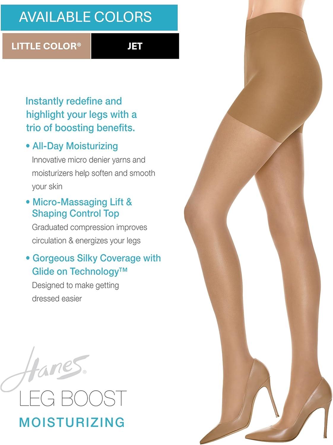imageHanes Leg Boost Womens Moisturizing Graduated Compression Control Top Sheer Toe TightsJet