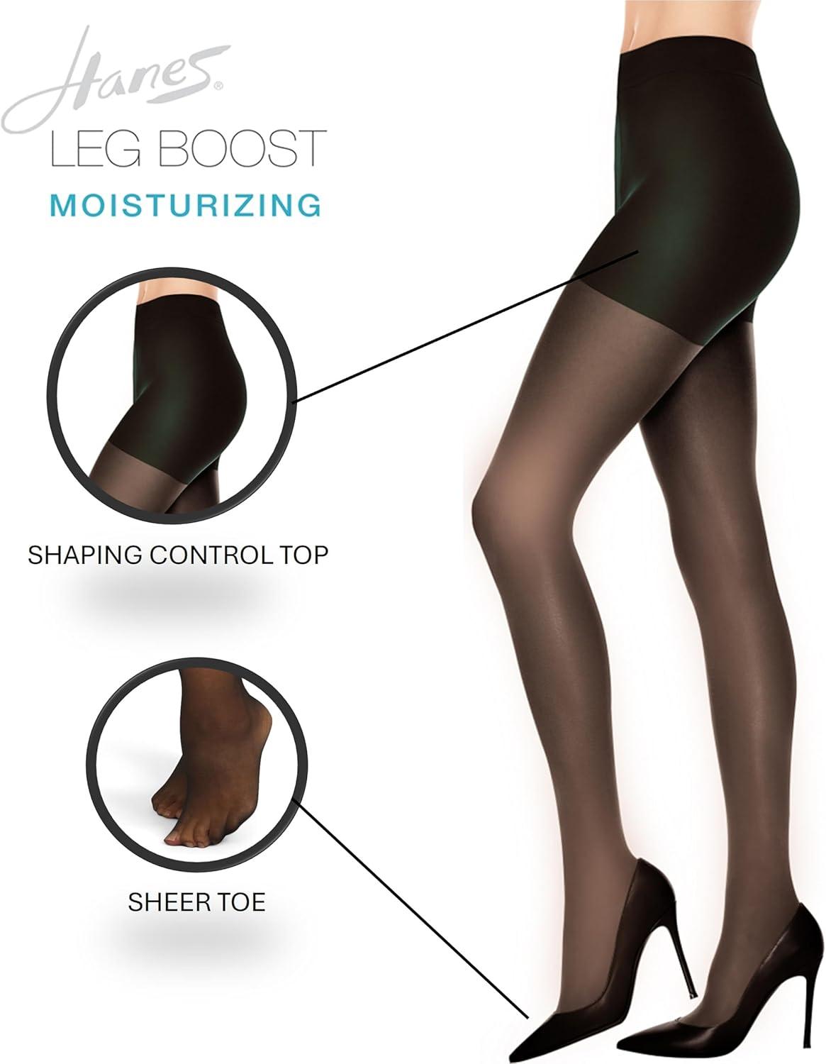 imageHanes Leg Boost Womens Moisturizing Graduated Compression Control Top Sheer Toe TightsLittle Color
