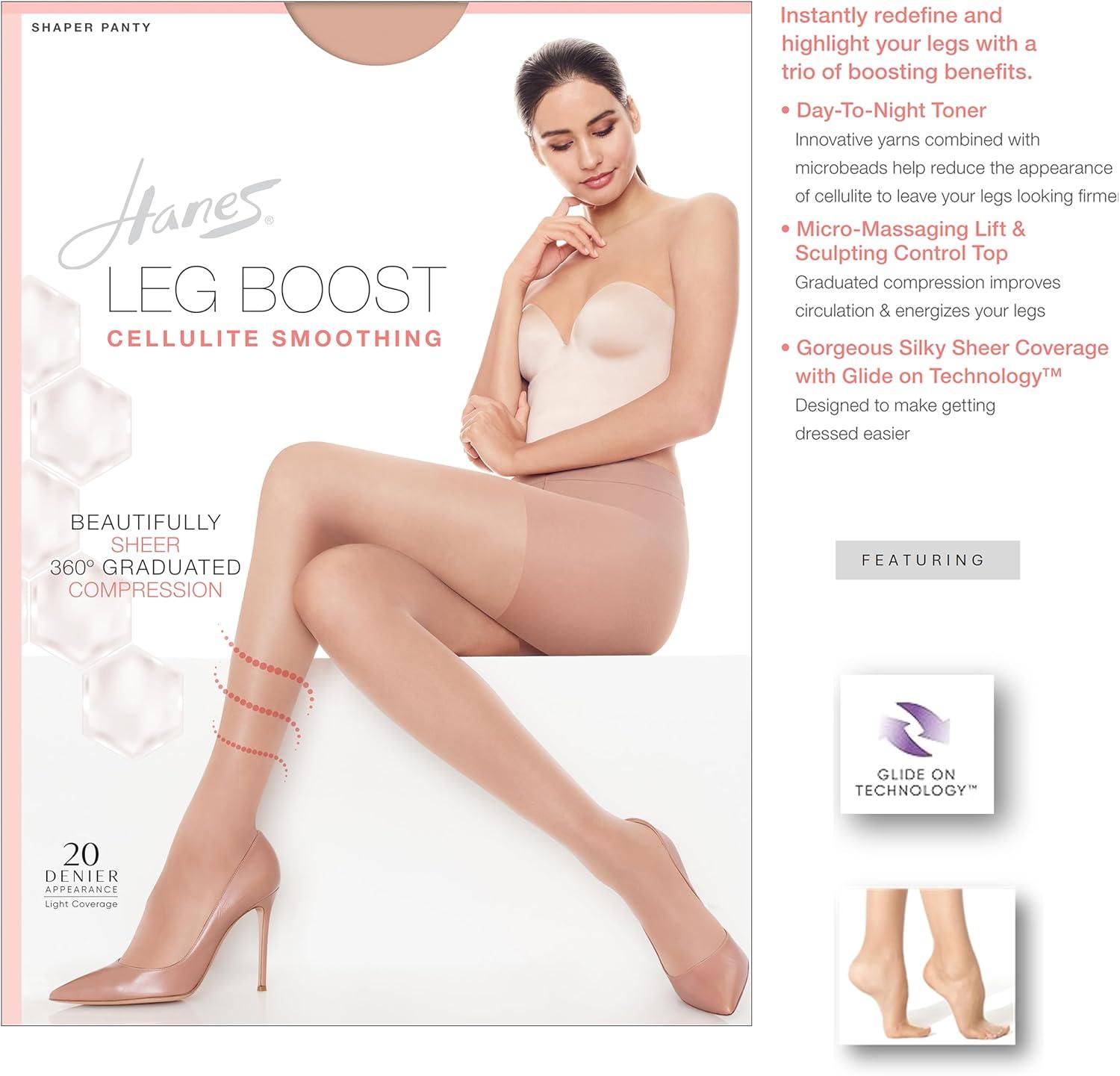 imageHanes Leg Boost Womens Support Tights for Cellulite Smoothing and AllDay Wear Shaper Panty Sheer ToeBarely There