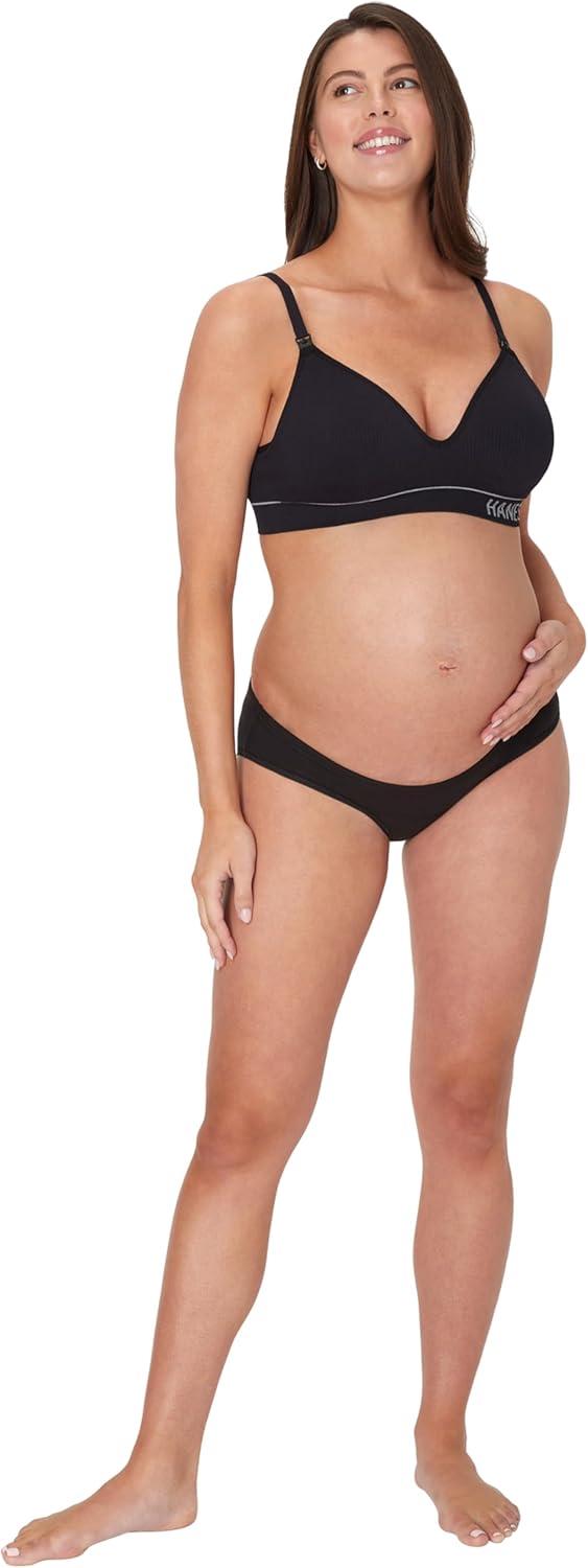 imageHanes Maternity Bra Seamless Wireless Nursing Bralette for Women Adjustable StrapsBlack