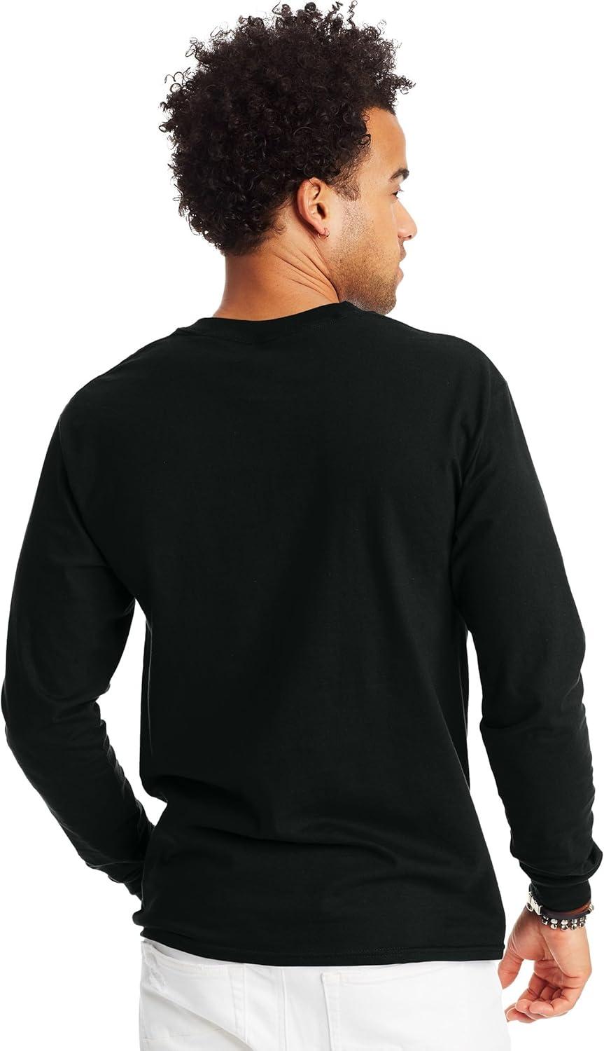 imageHanes Mens Beefy Long Sleeve Shirt 1 or 2 PackLight Steel 2 Pack