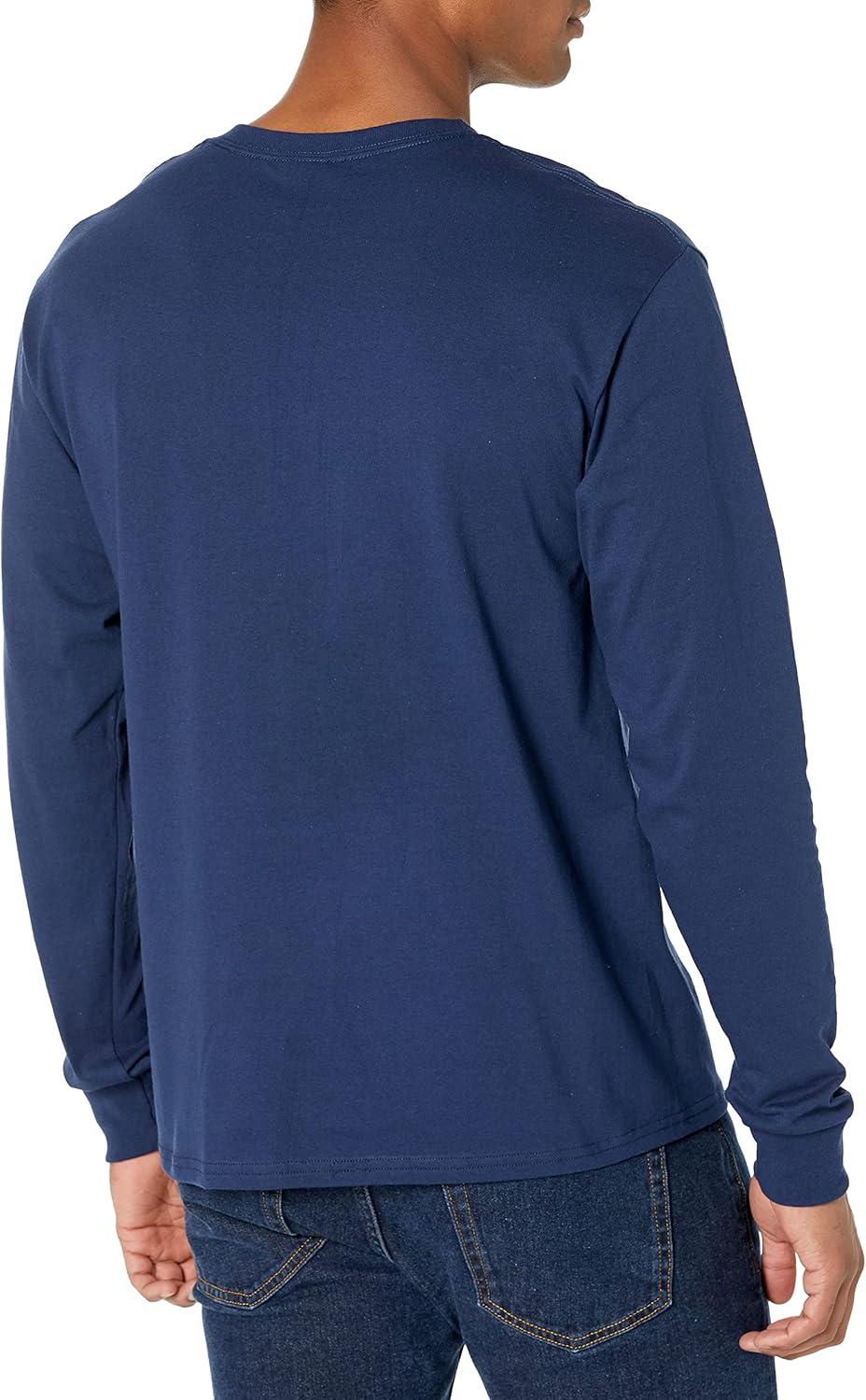imageHanes Mens Beefy Long Sleeve Shirt 1 or 2 PackNavy 2 Pack