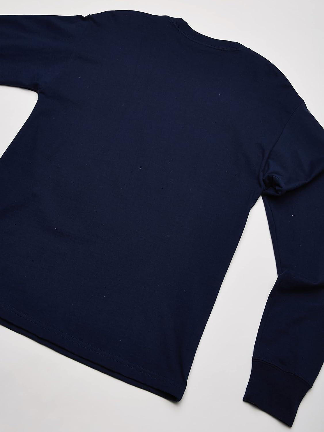 imageHanes Mens Beefy Long Sleeve Shirt 1 or 2 PackNavy 2 Pack