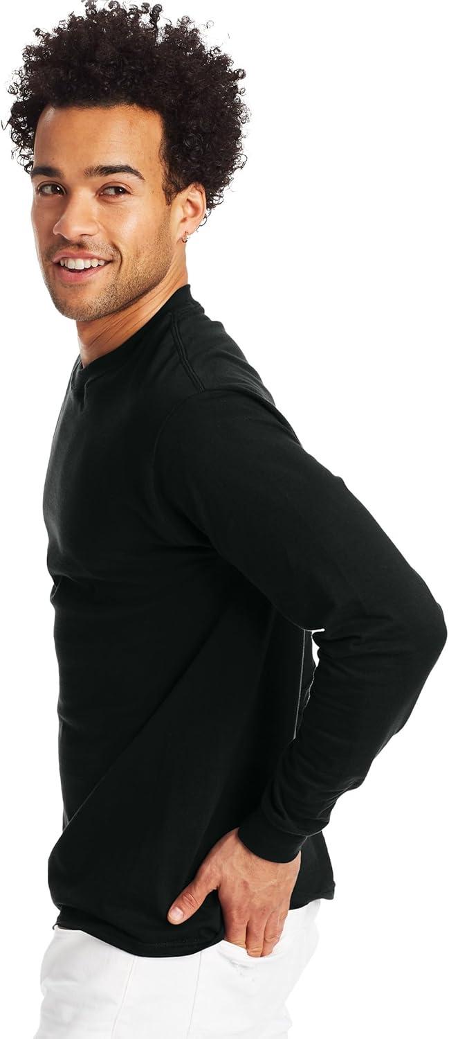 imageHanes Mens Beefy Long Sleeve Shirt 1 or 2 PackSmoke Gray 2 Pack