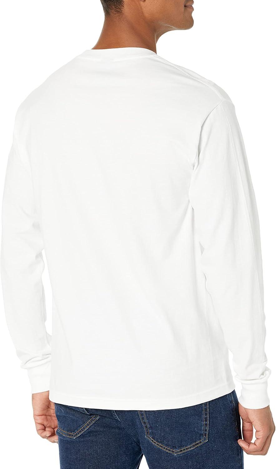 imageHanes Mens Beefy Long Sleeve Shirt 1 or 2 PackWhite 2 Pack