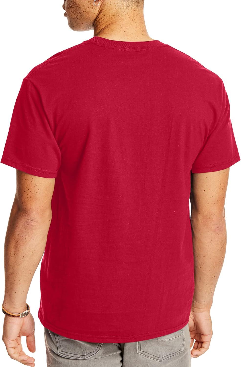 imageHanes Mens Beefyt Pocket Heavyweight Cotton Pocket Tee for Men FullCut TShirt 1 Or 2 PackDeep Red 1 Pack